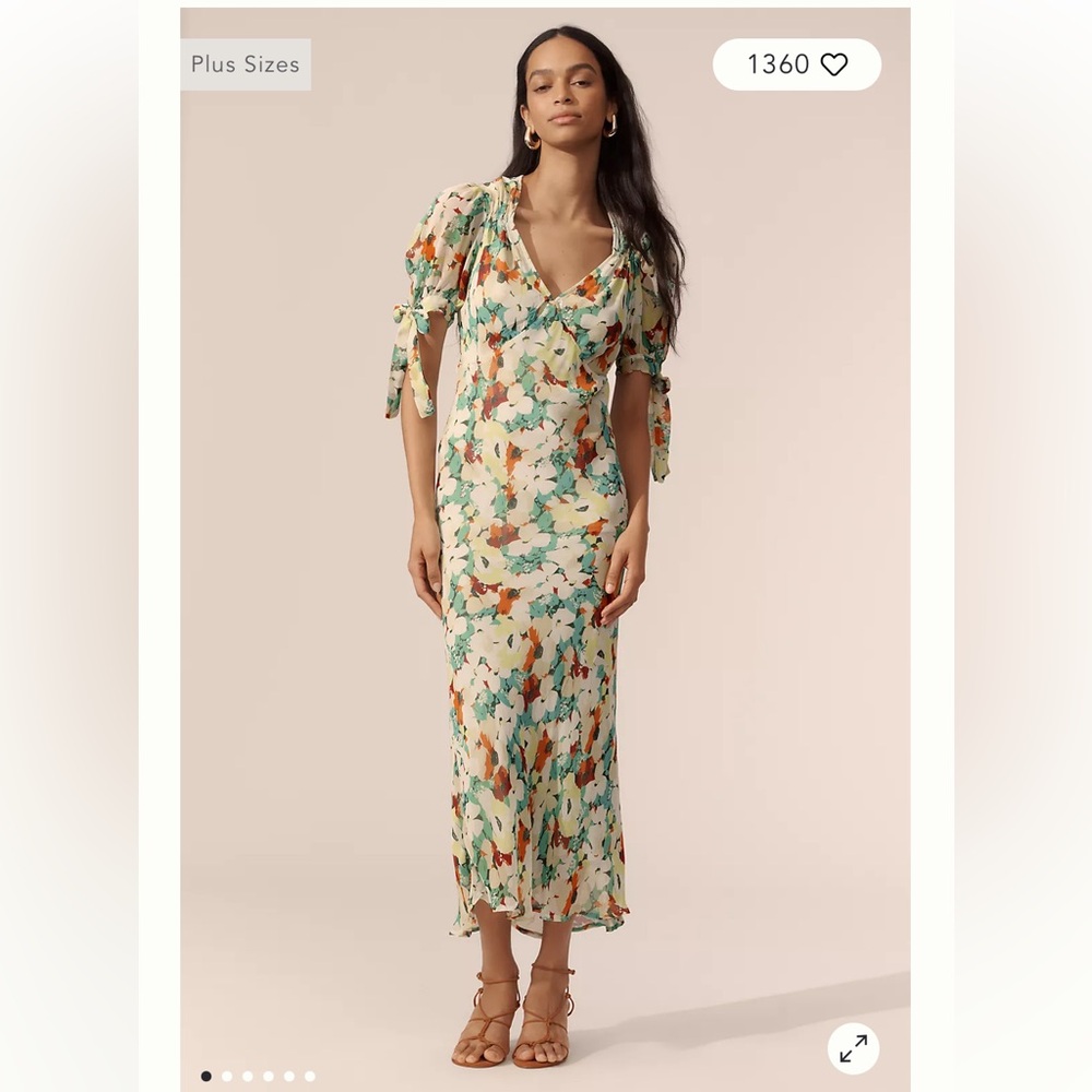 Anthropologie Short Sleeve V Neck Slip Midi Dress printed maxi NWT NEW